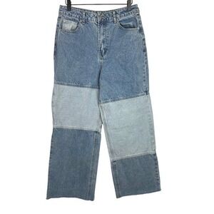 Miou Muse Jeans Womens M Medium 29 Tommi Two Tone Straight Wide Leg Denim Pants